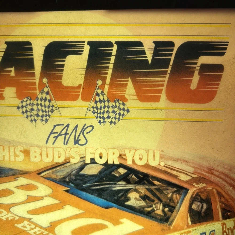 Vintage 1989 Budweiser Beer Racing Fans Lighted Sign Terry Labonte NASCAR Works!